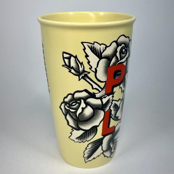 Starbucks 2017 Portland Rose Ceramic Double Wall Mug Tumbler 12oz Tattoo NEW - Picture 2 of 8